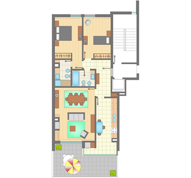 Área Habitação 105 m2 (aprox) - Área Terraço 22,5 m2 (aprox)