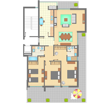 Área Habitação 144 m2 (aprox) - Área Terraço 55 m2 (aprox)