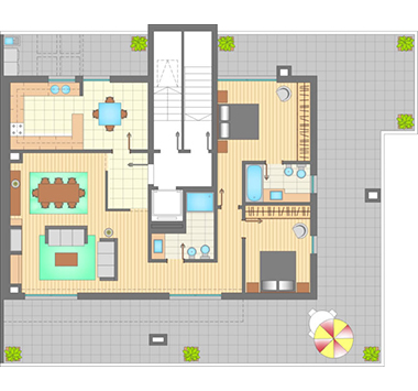 Área Habitação 125 m2 (aprox) - Área Terraço 116 m2 (aprox)
